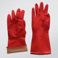 Red Household Latex Glove with Flock Lining